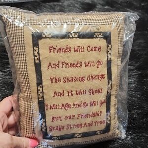 Audrey's Checkered Pillow with Green Leaf Design. NEW IN PLASTIC WITH TAGS.